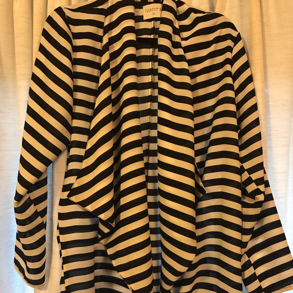 Black and white stripped open cardigan